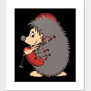 Hedgehog Playing Bagpipes  For Kids Posters and Art